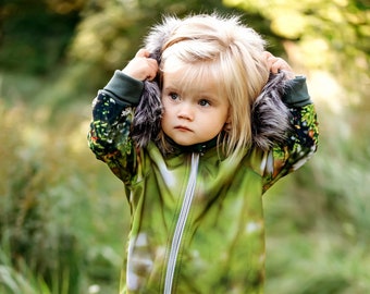 Kids Outdoor overall/Softshell overall/Outdoor jumpsuit/Waterproof windbreaker/Softshell suit/ -  MOSS by "Pilveke"