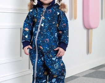 Kids Outdoor overall/Softshell overall/Outdoor jumpsuit/Waterproof windbreaker/Softshell suit -SPACE by "Pilveke"