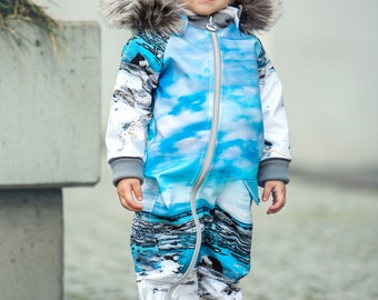 Kids Outdoor overall/Softshell overall/Outdoor jumpsuit/Waterproof windbreaker/Softshell suit/ - Sea by "Pilveke"