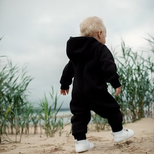 Kids overall/Cotton suit/ Bodysuit/Kids sweatsuit/Kids onesie/Long sleeve/Hooded/Warm/Baby suit BLACK FEATHER by Pilveke image 2