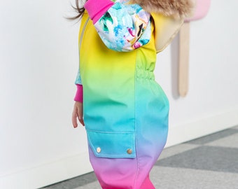 Kids Outdoor overall/Softshell overall/Outdoor jumpsuit/Waterproof windbreaker/Softshell suit -RAINBOW by "Pilveke"