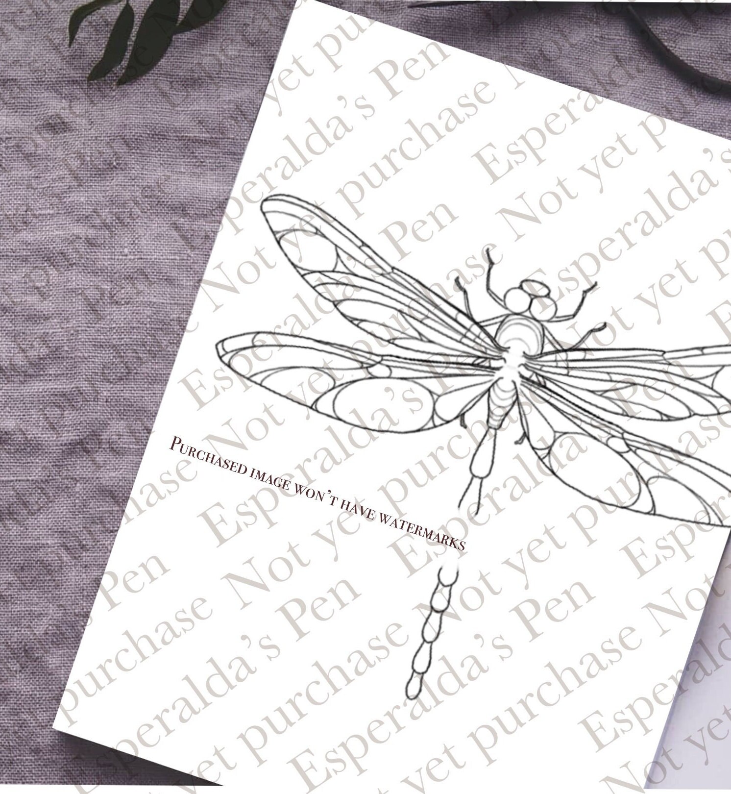 Dragonfly Tattoo Design Instant Download l Fine Line Tattoo Design