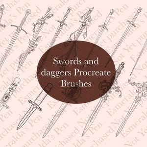 Swords and Daggers Procreate Brushes | Ornate Swords and Daggers Procreate Stamps | 13 Swords and Daggers |