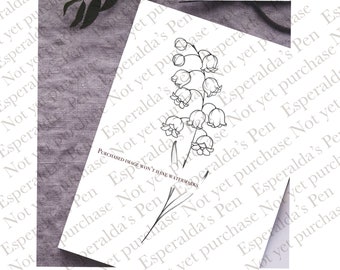 Lilies of the Valley Tattoo Design | Instant Download Fine Line Tattoo Stencil | Lily of the Valley Tattoo Design