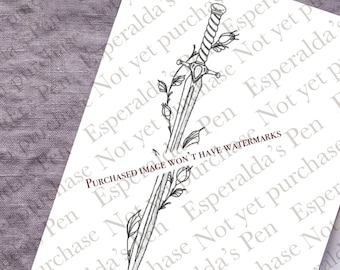 Sword Tattoo Design | Instant Download | Tattoo Stencil | Sword with Rose Vine