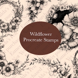 Wildflower Wreaths Procreate Brushes | Procreate Stamps | 14 Wildflower Loops | Flower Wreaths Procreate Stamps
