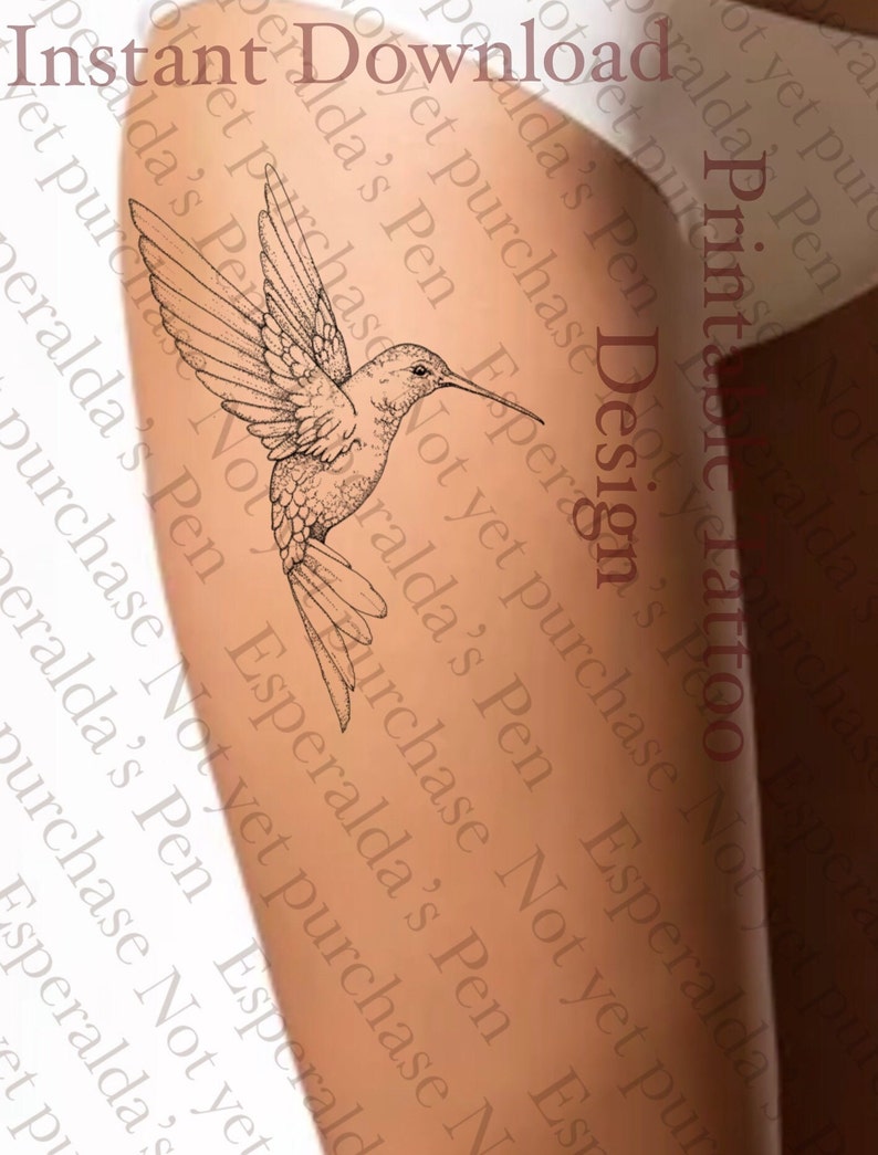 Hummingbird Tattoo Design | Instant Download | Tattoo Stencil ...