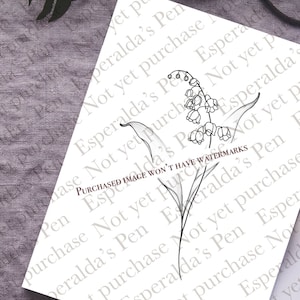 Lilies of the Valley Tattoo Design | Fine Line Lily of the Valley Tattoo Stencil Instant Download |