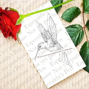 Hummingbird Tattoo Design | Instant Download | Tattoo Stencil | Delicate Fine Line Tattoo Design