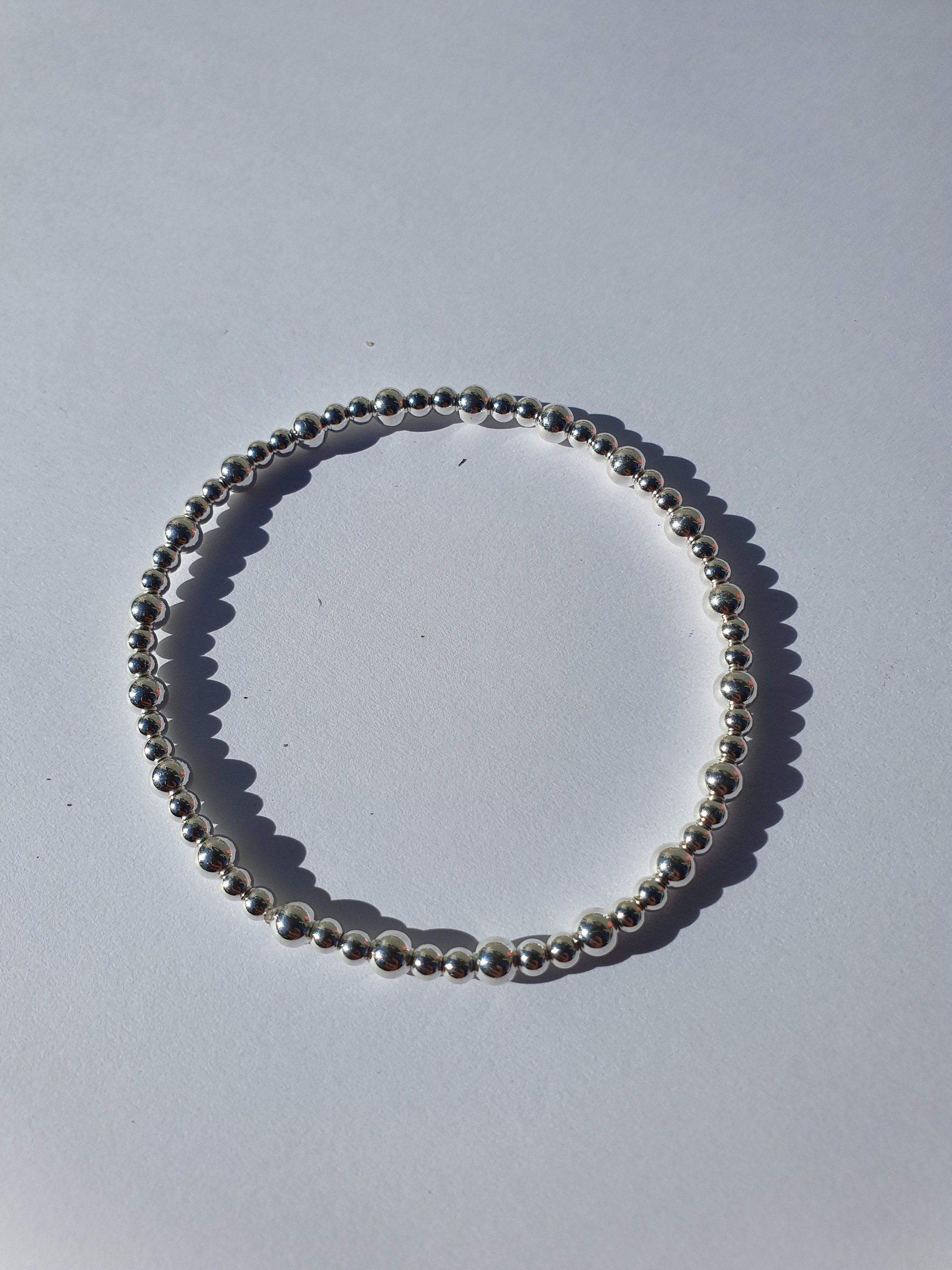 Silver 3/4mm Beaded Bracelet Etsy UK