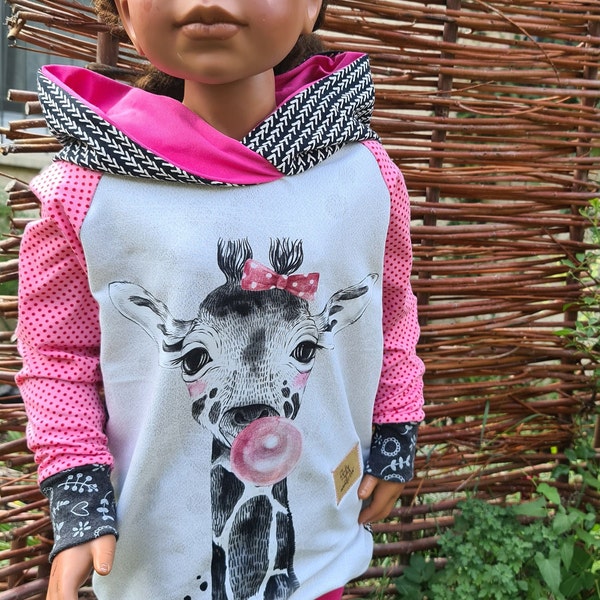 Hoodie Mädchen 110  Jersey/ French Terry  Kinderkleidung Zebra rosa Langarm Oberteil
