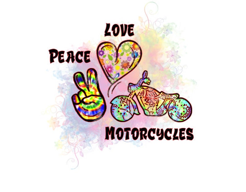 Peace Love & Motorcycles Waterslide Decal Etsy