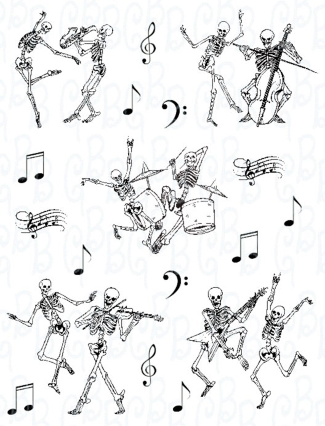 Skeleton Musicians Full Sheet Digital Download - Etsy