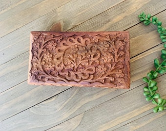 Medium Tree of Life Wooden Box, Deep Carved Jewelry Box, Keepsake Storage, Jewelry Box, Home Decor, Life Tree, Floral With Tree in Center