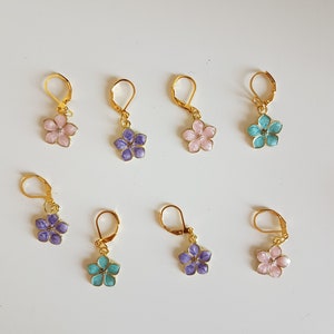 Marqueur amovible, Anneau marqueur tricot, stitch marker symbole fleurs de printemps