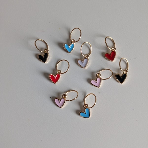 Anneaux marqueurs petits coeurs, stitchs markers hearts