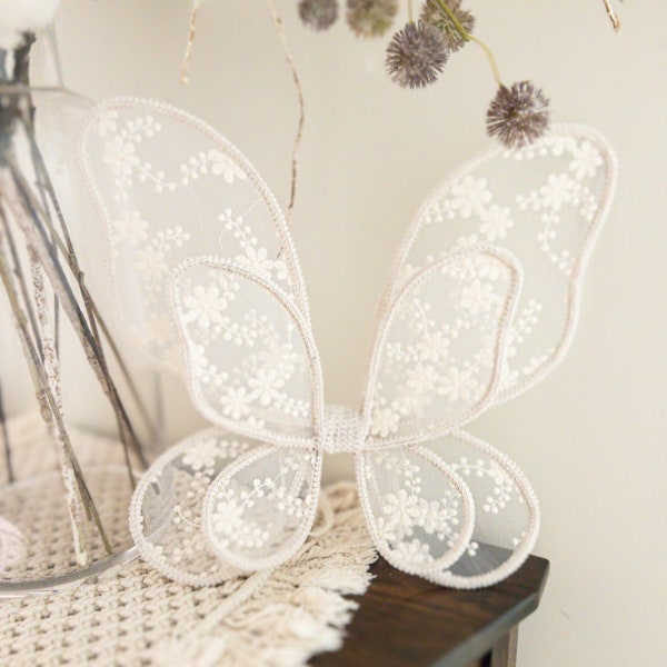 Baby & Child Floral Fairy Double Wing dressup quality crafted wings handmade lace fairy wings for kids and parties pretend play ivory floral