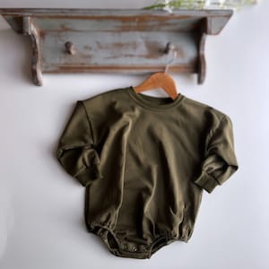 Olive green baby romper discount