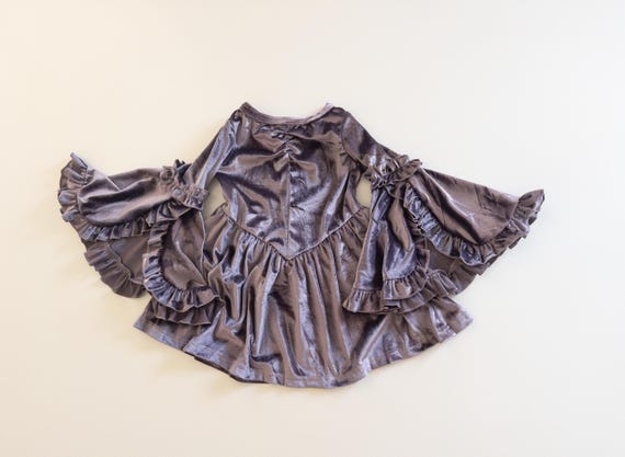 velvet fairy dress 2-Piece Dark Fairy Butterfly Embroidered Velvet Dress with Choker