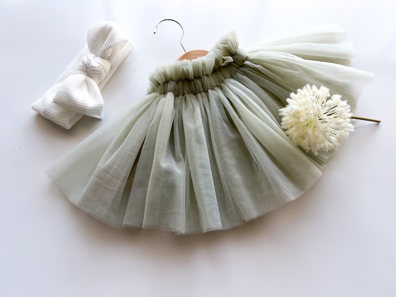 Tutu per bambino in tulle gonne morbide tutu per bambini taglia 1 2 3 4 5 anni gonna da balletto moderno per bambini vestito ballerina fata verde salvia immagine 6