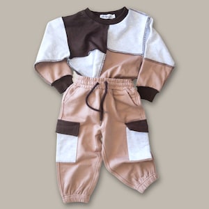 High quality Children’s patchwork lounge set tracksuit pullover size 1 2 3 4 5 6 unisex outfit jumpers comfort oversized baby clothing