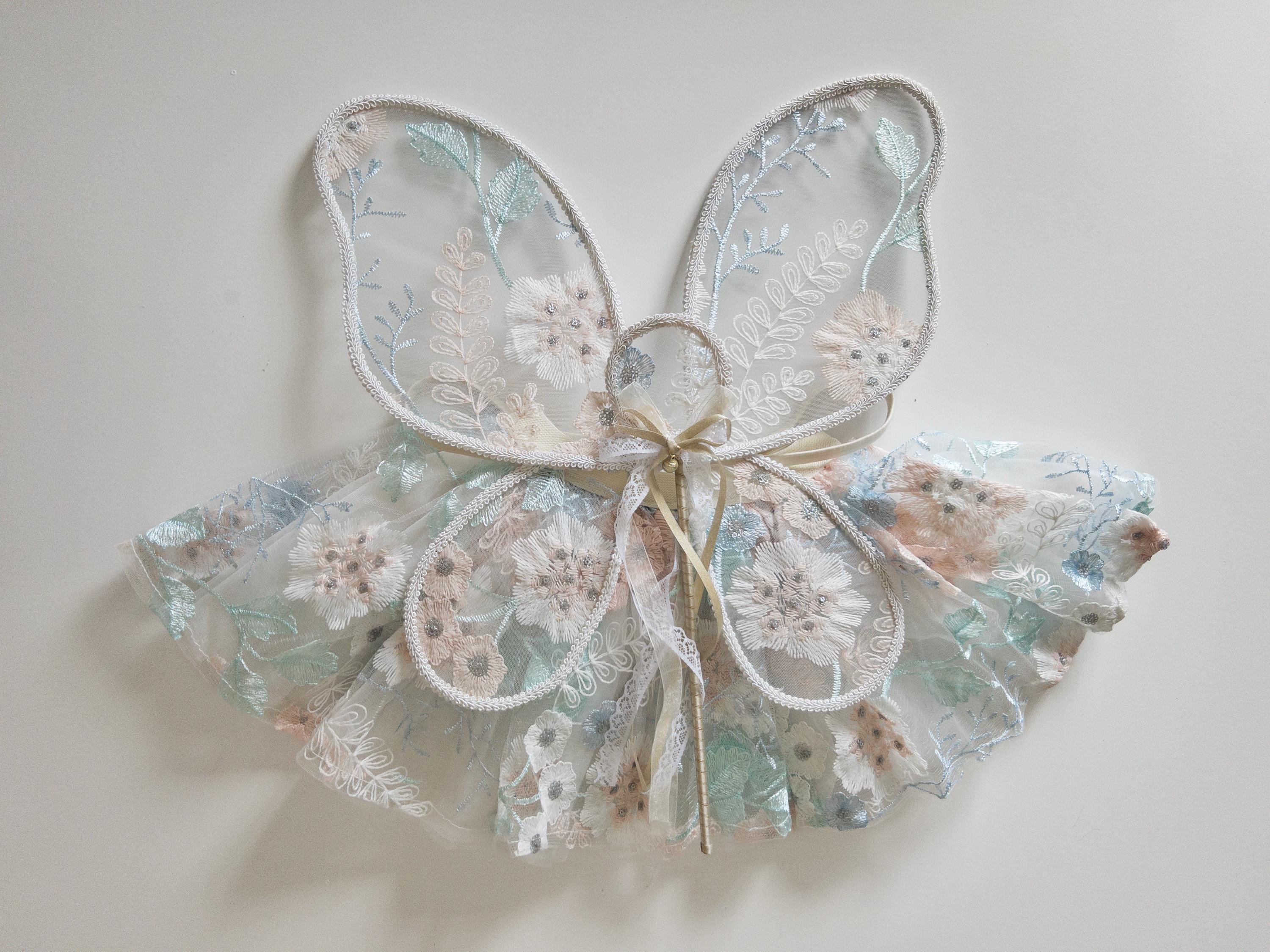 Baby Child Adult Floral Fairy Wings dress up quality embroidered wing lace fairywings kids parties pretend play birthday floral skirt