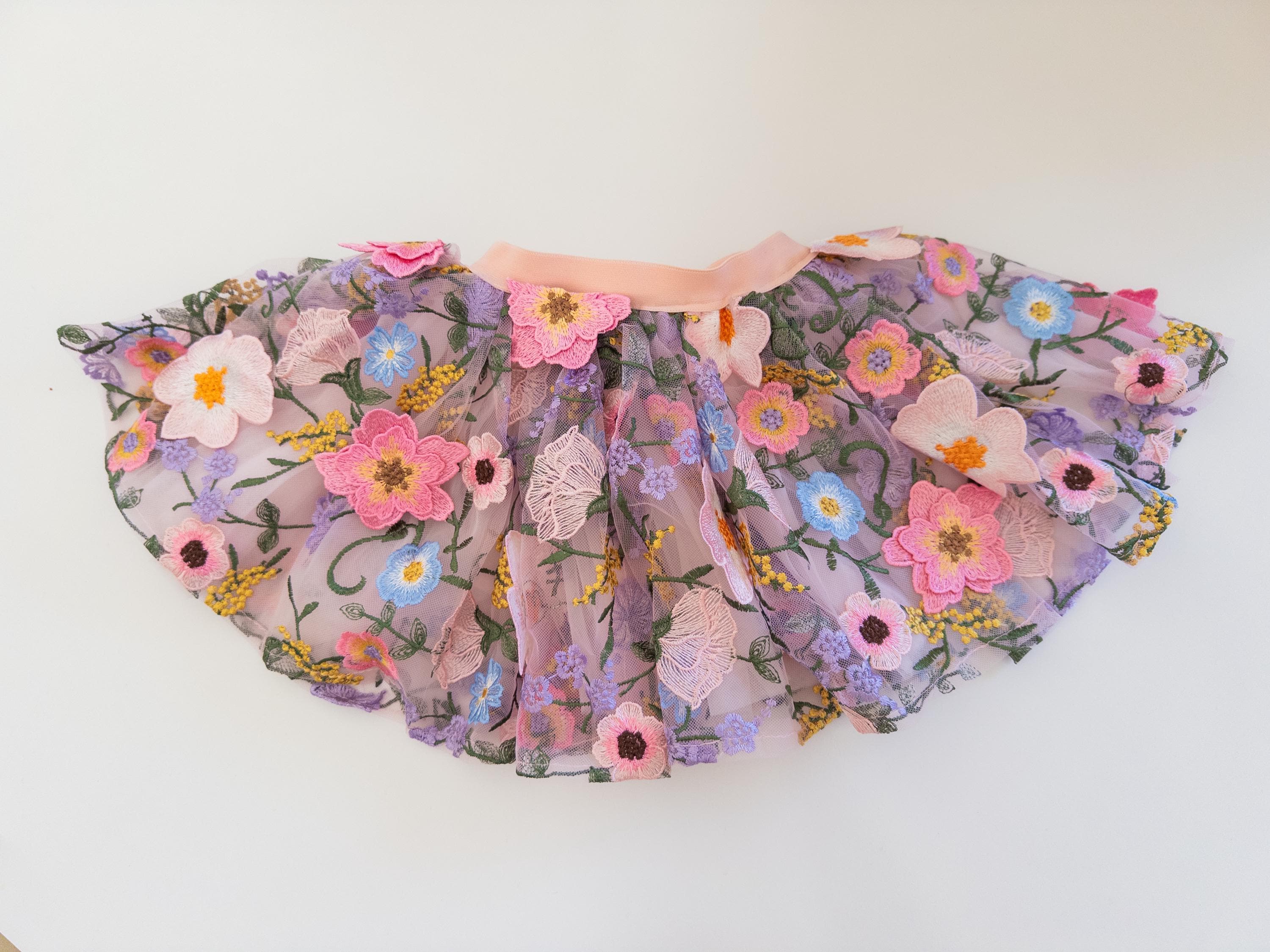 High Quality Floral embroidery tutu skirt child tutu fairy skirt floral skirt ballerina skirt baby gift keepsake 3D floral princess