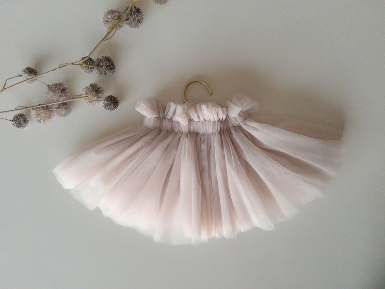 Baby Tutu Tüll weich Röcke Kleinkind Tutu Größe 1 2 3 4 5 Jahre moderne Ballettrock für Kinder Outfit Powdered Mauve Bild 1