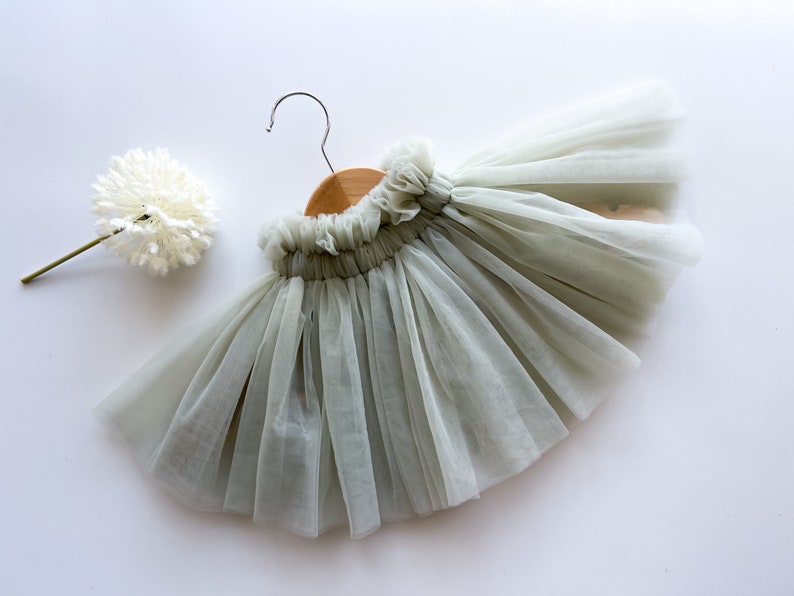 Tutu per bambino in tulle gonne morbide tutu per bambini taglia 1 2 3 4 5 anni gonna da balletto moderno per bambini vestito ballerina fata verde salvia immagine 4