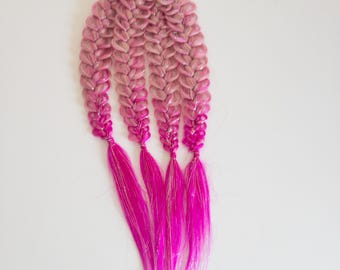 Child Mermaid Hair Thick Luxurious Hair Ponytail Braided kids hair extension *ready to wear* High quality Colourful Hair Birthdays parties