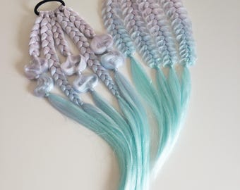 Child Mermaid Hair Thick Luxurious Hair Ponytail Braided kids hair extension *ready to wear* High quality Colourful Hair Birthdays parties