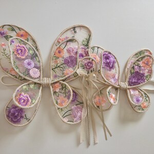 Floral Fairy Wings Handmade Embroidered Lace fairy wings Birthday Festival Fairy Costume image 6