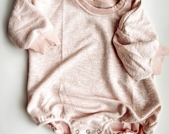 Toddler bubble romper sweater terry oversized romper for baby 1 2 3 high quality nude dusty pink