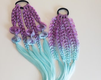 Child Mermaid Hair Thick Luxurious Hair Ponytail Braided kids hair extension *ready to wear* High quality Colourful Hair Birthdays parties