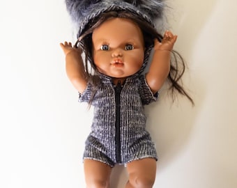Minikane doll clothes paola reina doll clothes 34cm doll onesie footed romper doll romper zip double pompom one peice deep navy