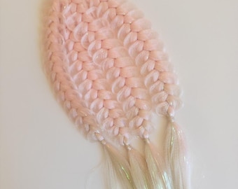 Child Mermaid Hair Thick Luxurious Hair Ponytail Braided kids hair extension High quality Colourful Hair Birthdays parties pastelpink blonde