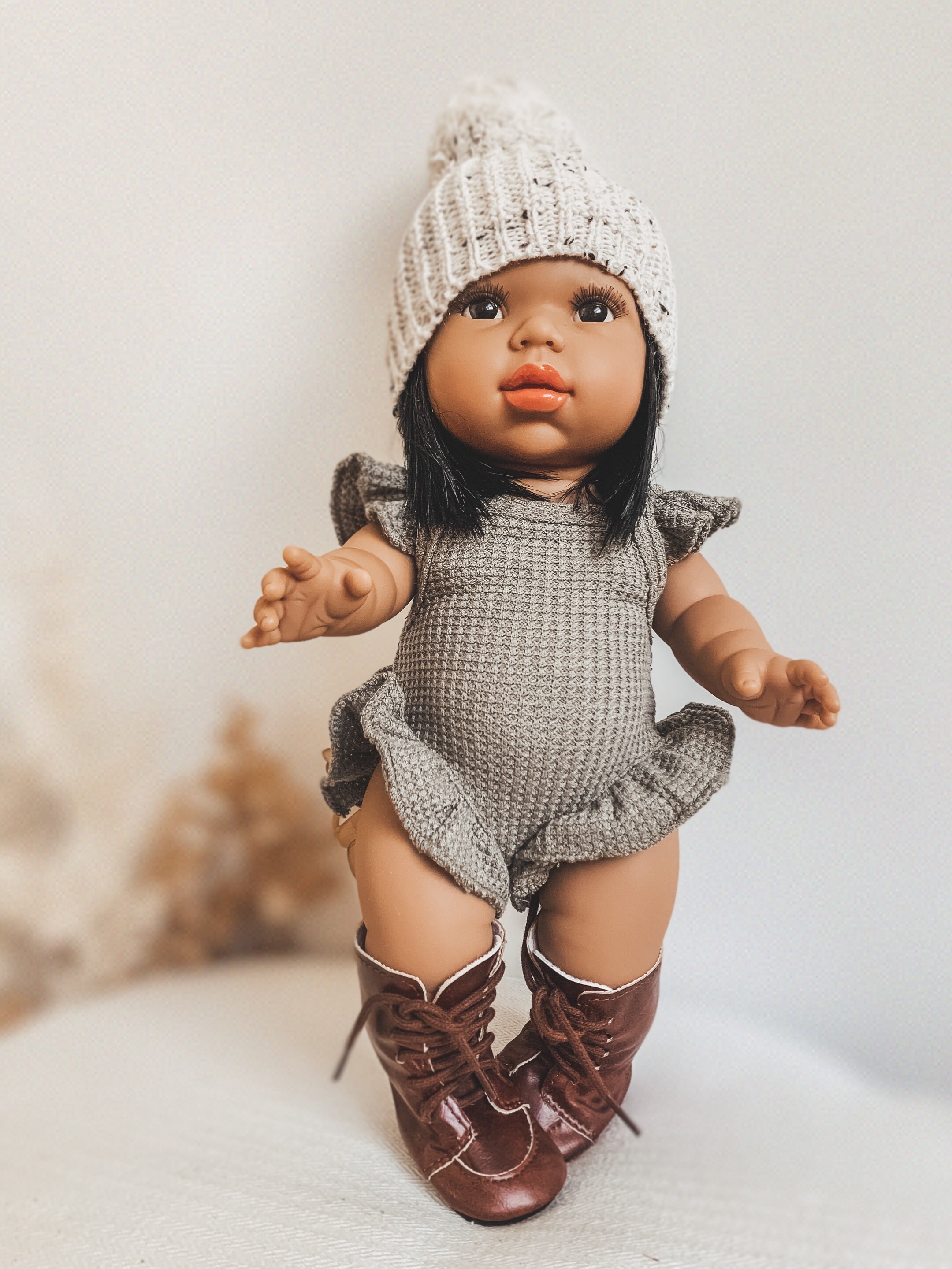 Minikane Doll clothes Dusty Green Doll romper ribbed frill Etsy