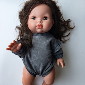 Minikane doll clothes stone wash cotton Bubble Romper for paola reina high quality doll outfit long sleeve sweater Miniland 34cm Paola reina