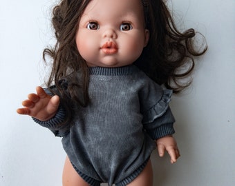 Minikane doll clothes stone wash cotton Bubble Romper for paola reina high quality doll outfit long sleeve sweater Miniland 34cm Paola reina