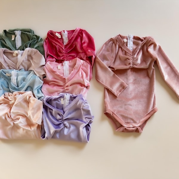 Baby Child Velvet Leotard High Quality Super Soft Stretch Birthday Outfit Dance Leotard Kids Velvet bodysuit Gymnastics Fairy long sleeve