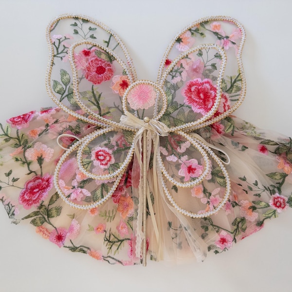 Baby & Child Floral Fairy Wings dress up quality wings handmade lace fairy wings kids parties pretend play princess birthday kids costume