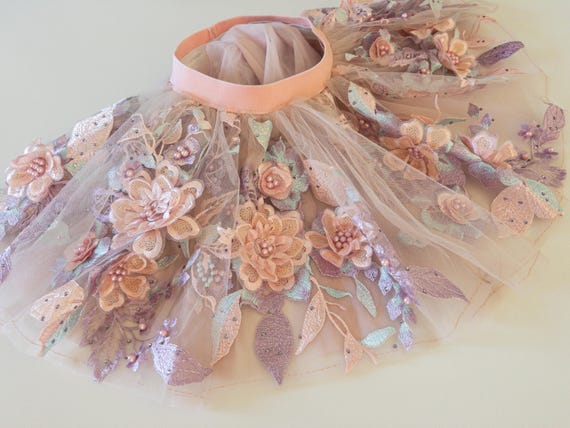 High Quality Floral Embroidery Tutu Skirt Child Tutu Tulle Fairy