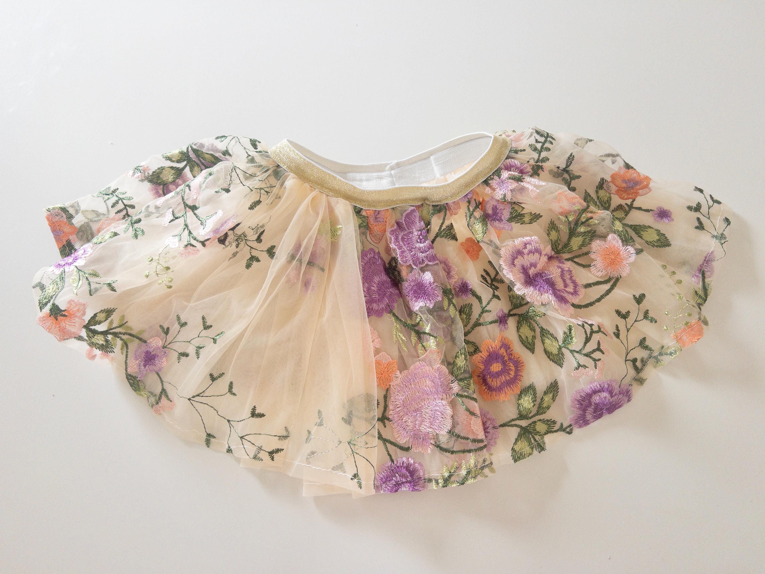 Floral embroidery tutu skirt baby tutu child tutu tulle fairy skirt floral skirts ballerina skirt baby gift 1st birthday flower skirt