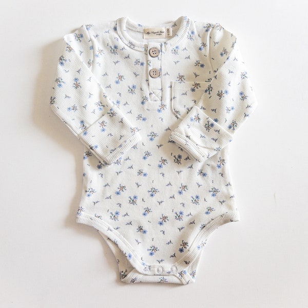High Quality Floral Baby Bodysuits toddler essentials modal ribbed romper floral printed outfit newborn