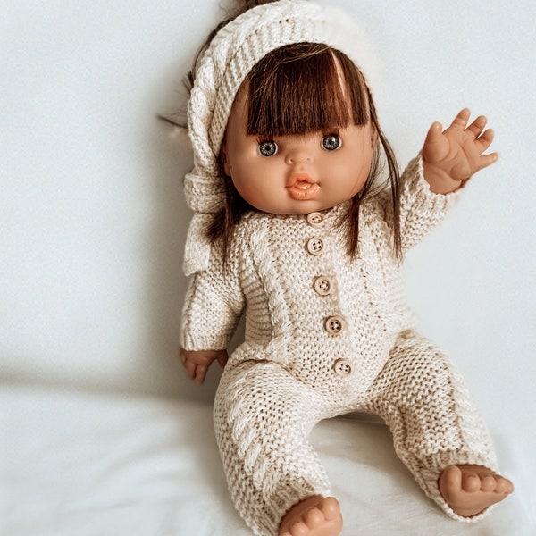 Minikane doll clothes knitted doll jumpsuit onesie cream sleep suit Minikane paola reina 34cm dolls Clothes