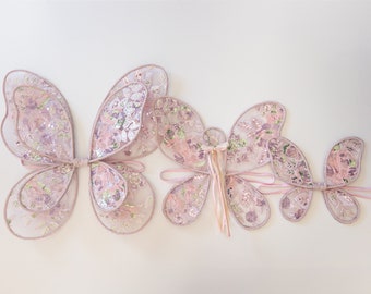 Baby Child Adult Floral Fairy Wings dressup High quality handmade fairy wings kids parties pretend play sequin princess enchanted birthday
