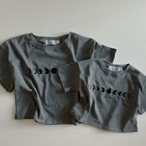 Mummy and me Matching oversized adult midi tshirt top stone washed pure cotton high quality outfit baby oversize embroidered shirt mom & me
