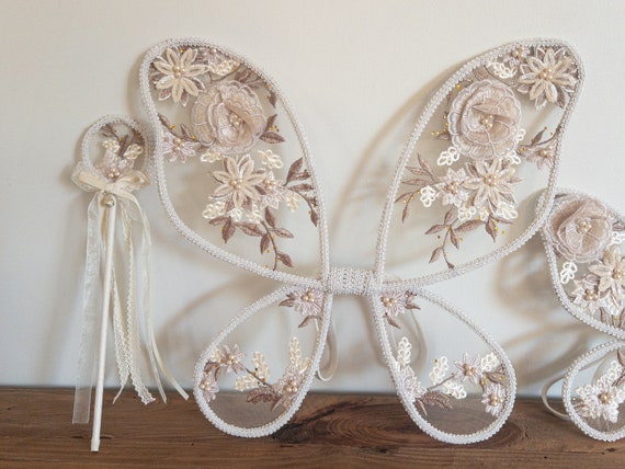 Guerity Set Costume Da Fata Per Bambine - Ali Farfalla Rosa, Bacchetta E Fascia Per Capelli, 3 Pezzi