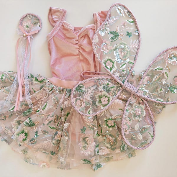 Baby Child Adult Floral Fairy Wings dressup High quality Embroidered fairy wing kids parties pretend play sequin princess enchanted birthday