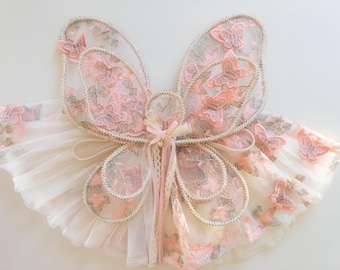 Baby Child Floral Fairy Wings dress up quality crafted handmade lace fairy wings for kids parties pretend play 3D butterfly princess
